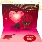 LIGHT UP & POP UP Valentines Day Card Plays Music